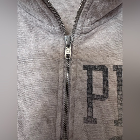 VS PINK VINTAGE 1/2 ZIP CREW SWEATSHIRT BEIGE DOG PUP HEART LOGO HTF RARE LARGE - Picture 3 of 7